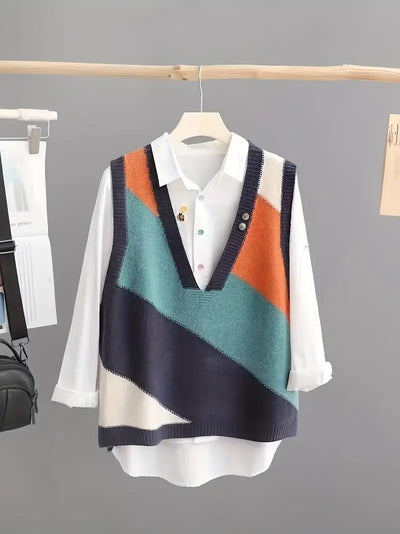Casual patchwork herfstvest voor dames