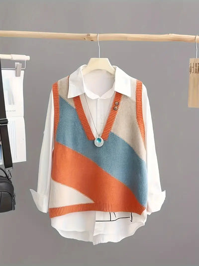 Casual patchwork herfstvest voor dames