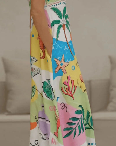 Casual zomer strandjurk met eilandprint voor vrouwen