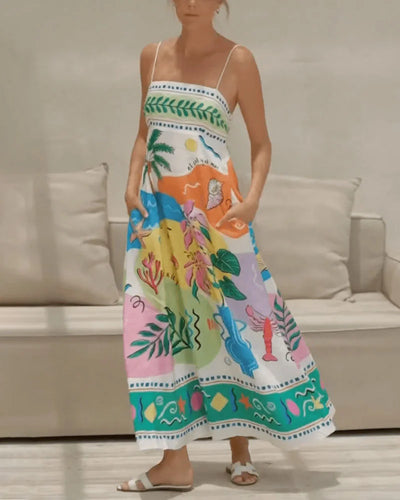 Casual zomer strandjurk met eilandprint voor vrouwen