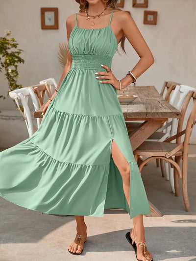 Casual zomerstrandjurk voor dames met spaghettibandjes