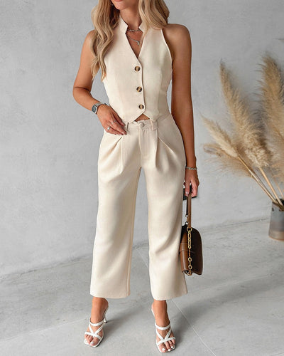 Dames Jumpsuit met Knoopdetails – Perfect voor een Stijlvolle Dag