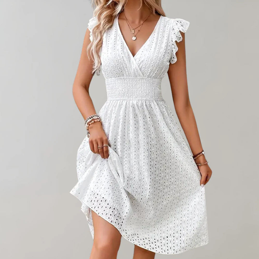 Dames Klassieke witte zomerjurk