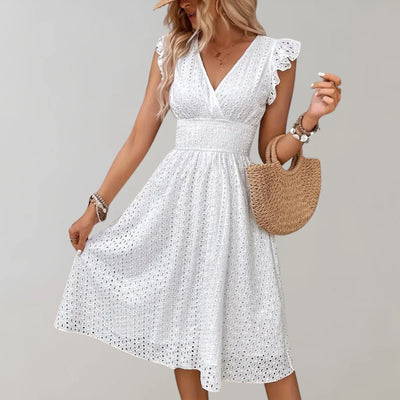 Dames Klassieke witte zomerjurk