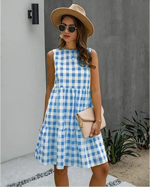 Dames Retro Stijl Geruite Zomerjurk