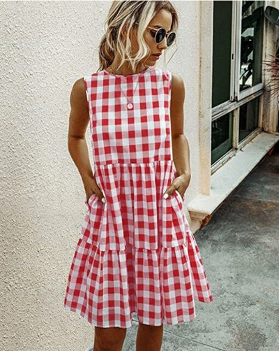 Dames Retro Stijl Geruite Zomerjurk