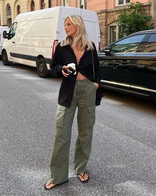 Dames cargobroek met hoge taille in de zomer