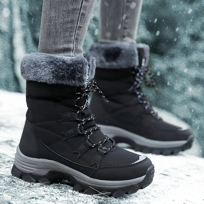 Dameslaarzen in militaire stijl met dikke zool voor de winter
