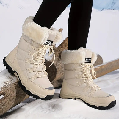 Dameslaarzen in militaire stijl met dikke zool voor de winter
