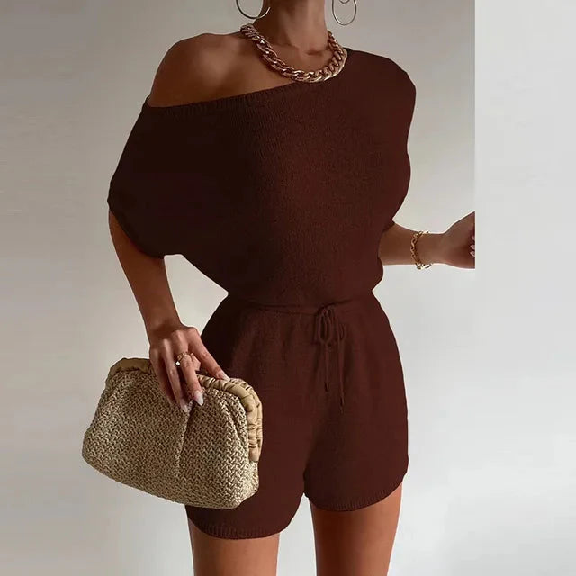 Elegante Off-Shoulder Gebreide Playsuit
