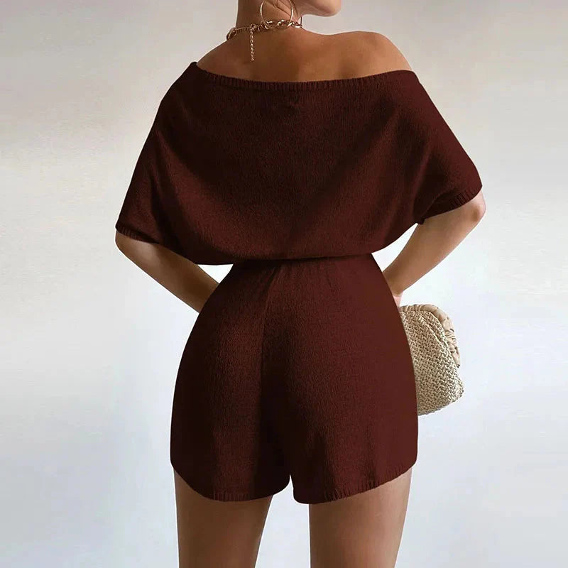Elegante Off-Shoulder Gebreide Playsuit