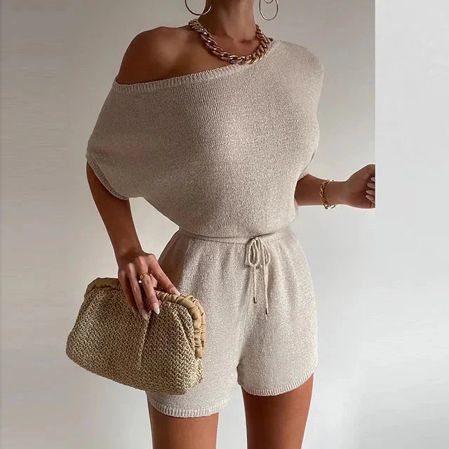 Elegante Off-Shoulder Gebreide Playsuit
