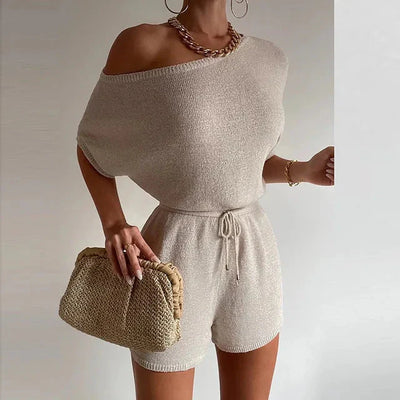 Elegante Off-Shoulder Gebreide Playsuit