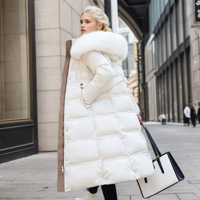 Freya - Elegante Lange Winterjas met Bontkraag voor Dames