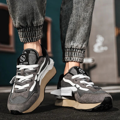 Heren Casual Patchwork Sneaker met Dikke Zool
