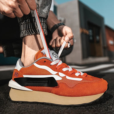 Heren Casual Patchwork Sneaker met Dikke Zool