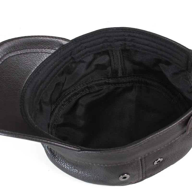 Heren Vintage Militaire Leren Pet