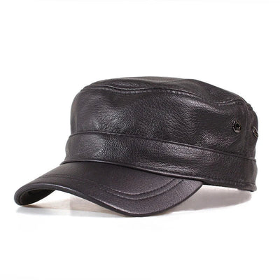Heren Vintage Militaire Leren Pet