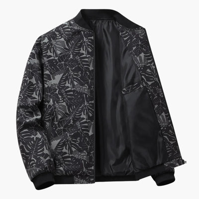 Heren bomberjack in moderne stijl met bladprint