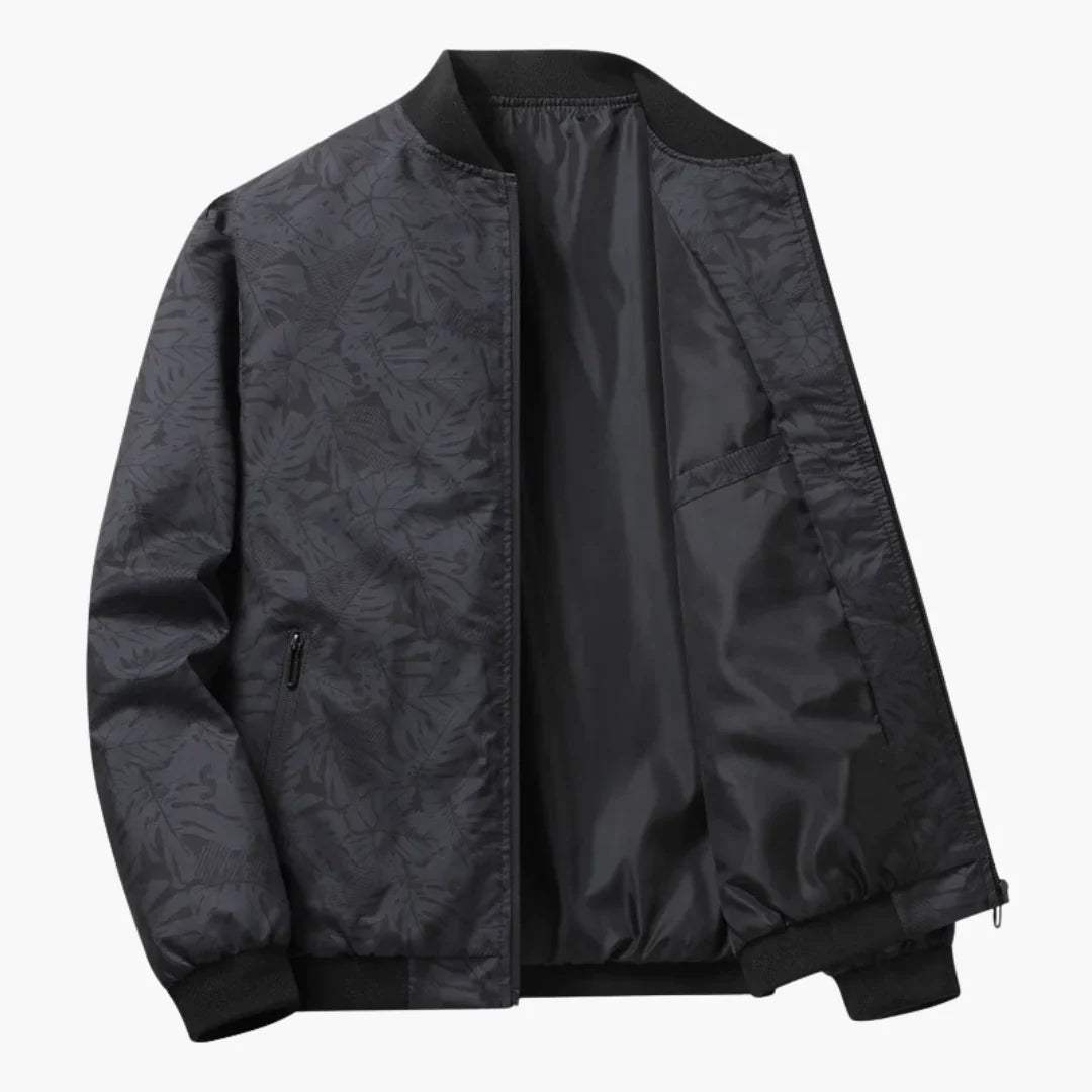Heren bomberjack in moderne stijl met bladprint