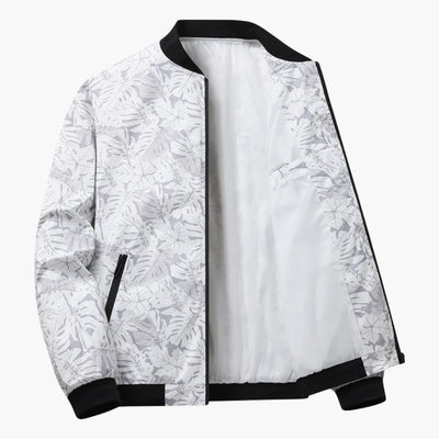 Heren bomberjack in moderne stijl met bladprint