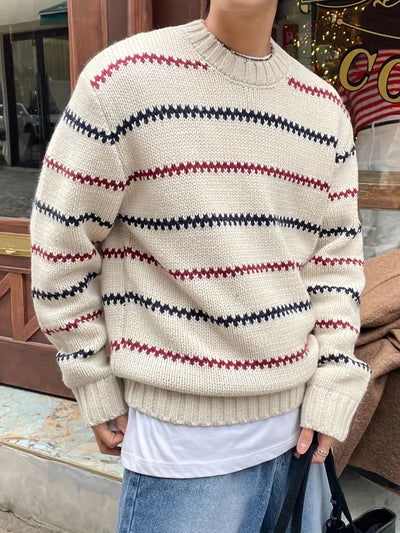 Heren oversized herfsttrui in retrostijl