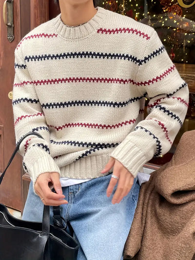 Heren oversized herfsttrui in retrostijl