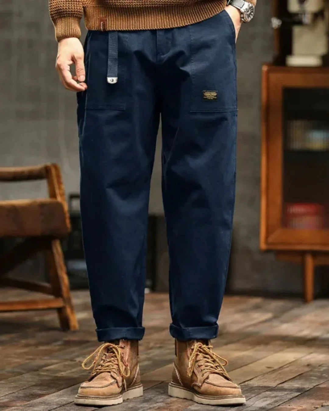 Herenbroek in vintage stijl van denim