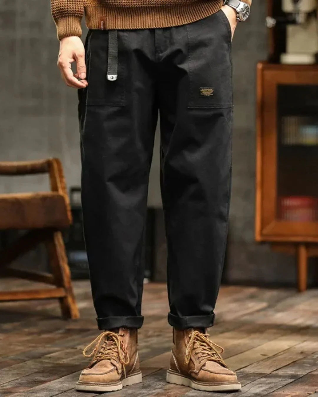 Herenbroek in vintage stijl van denim