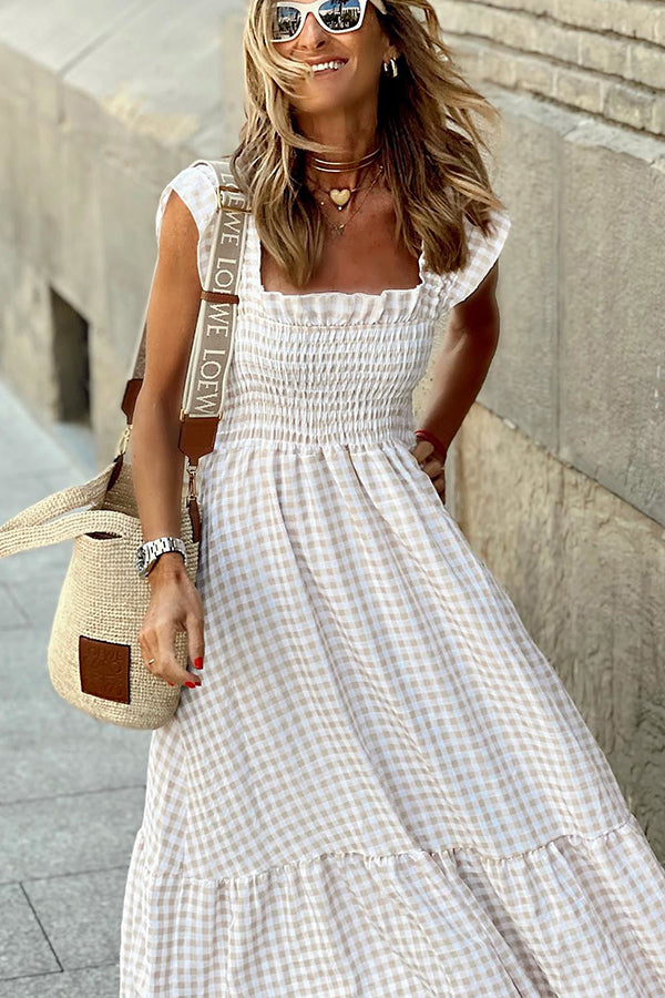 Jane | Zomerse Maxi-jurk met Stijlvol Geruit Patroon