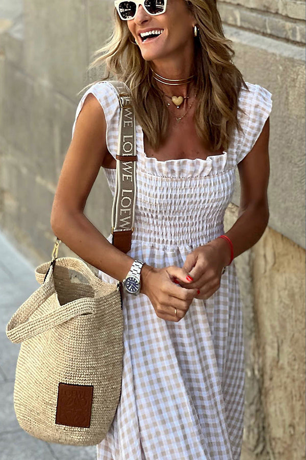 Jane | Zomerse Maxi-jurk met Stijlvol Geruit Patroon