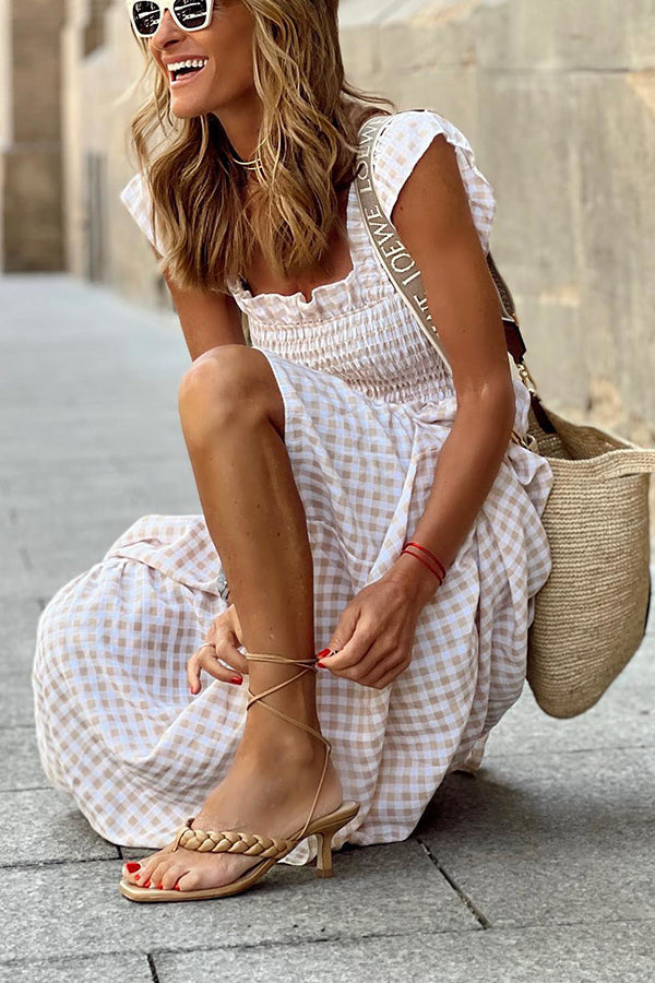 Jane | Zomerse Maxi-jurk met Stijlvol Geruit Patroon
