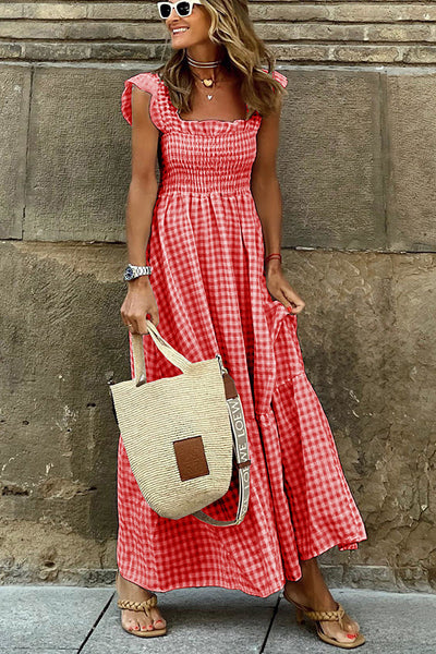 Jane | Zomerse Maxi-jurk met Stijlvol Geruit Patroon