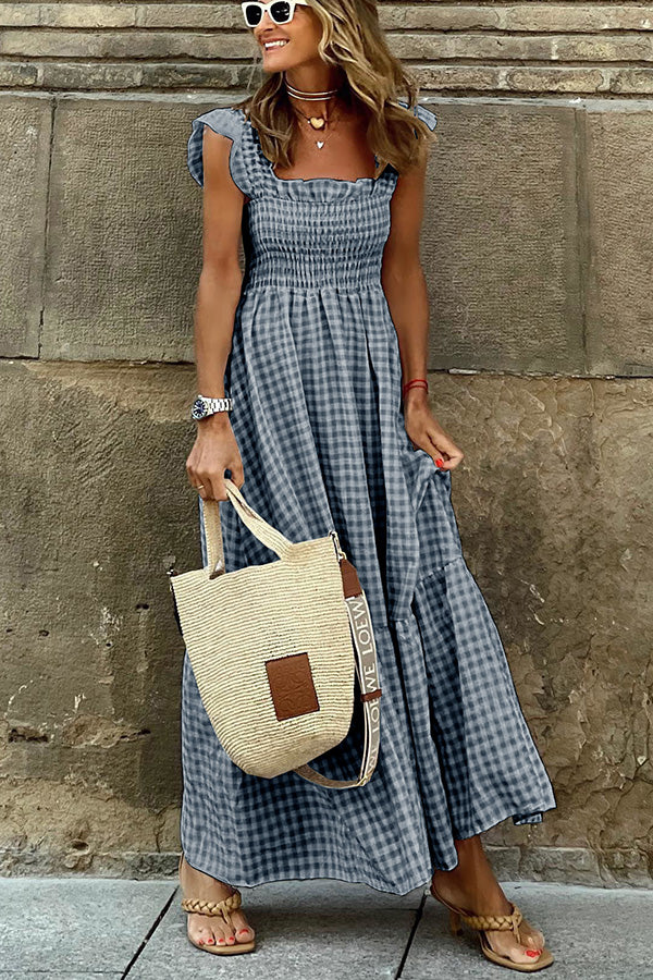 Jane | Zomerse Maxi-jurk met Stijlvol Geruit Patroon