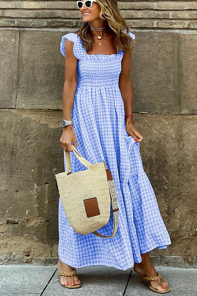 Jane | Zomerse Maxi-jurk met Stijlvol Geruit Patroon