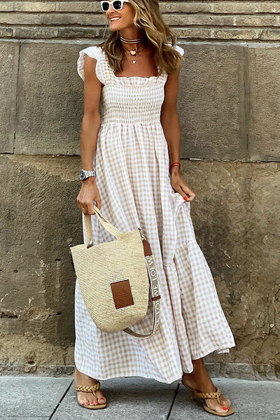 Jane | Zomerse Maxi-jurk met Stijlvol Geruit Patroon