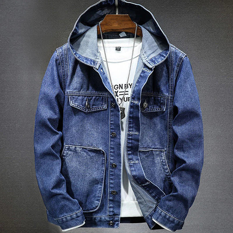 Klassiek denim lentejack voor heren met capuchon