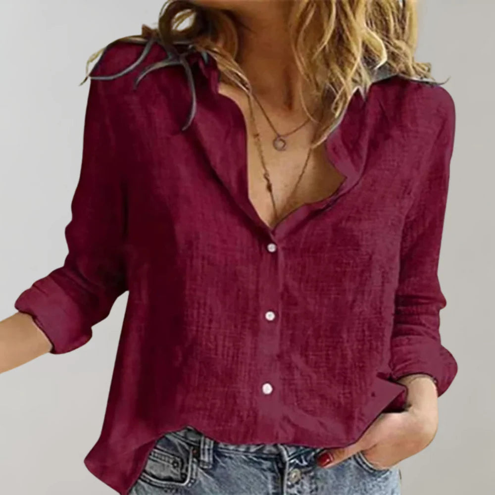 Klassiek effen gekleurd zomershirt voor dames