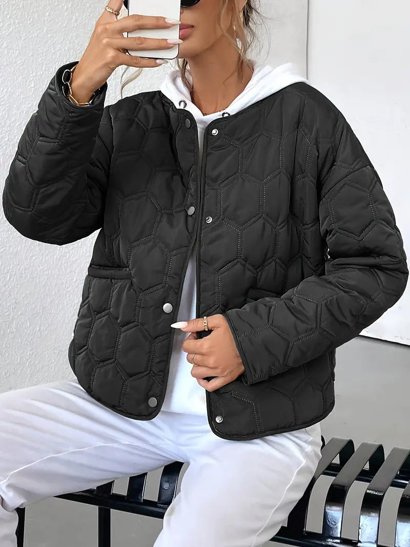 Klassiek geometrisch gewatteerd winterjack voor dames