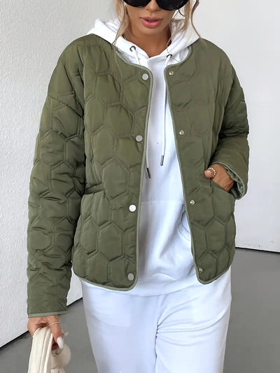 Klassiek geometrisch gewatteerd winterjack voor dames