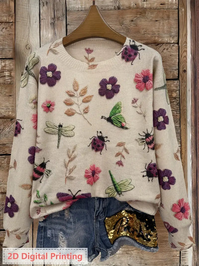 Klassieke bloemenpullover voor dames