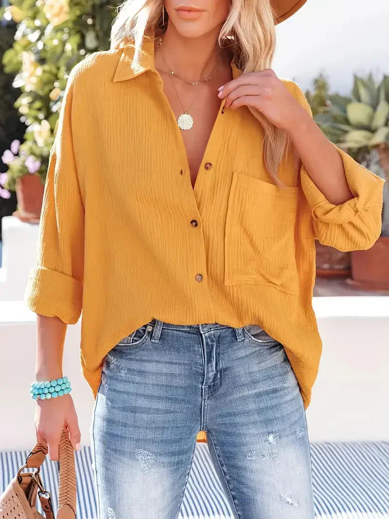 Klassieke damesblouse met lange mouwen voor de zomer