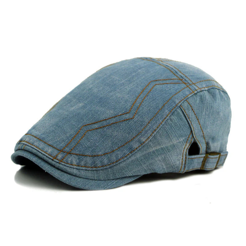 Klassieke denim baret met stiksels voor heren