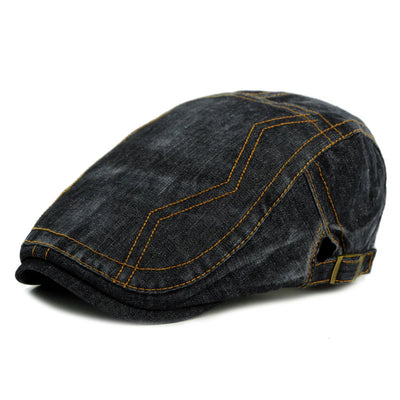 Klassieke denim baret met stiksels voor heren