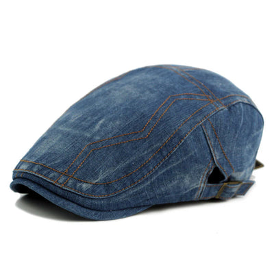 Klassieke denim baret met stiksels voor heren