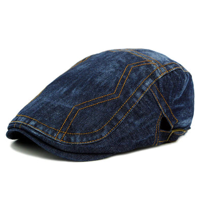 Klassieke denim baret met stiksels voor heren