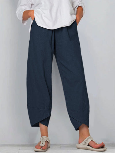 Klassieke losvallende zomerbroek met hoge taille voor dames