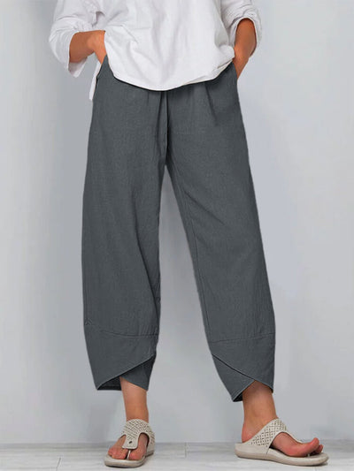 Klassieke losvallende zomerbroek met hoge taille voor dames