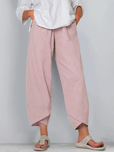 Klassieke losvallende zomerbroek met hoge taille voor dames