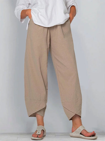 Klassieke losvallende zomerbroek met hoge taille voor dames